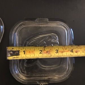 Two Vintage refrigerator dish lids.